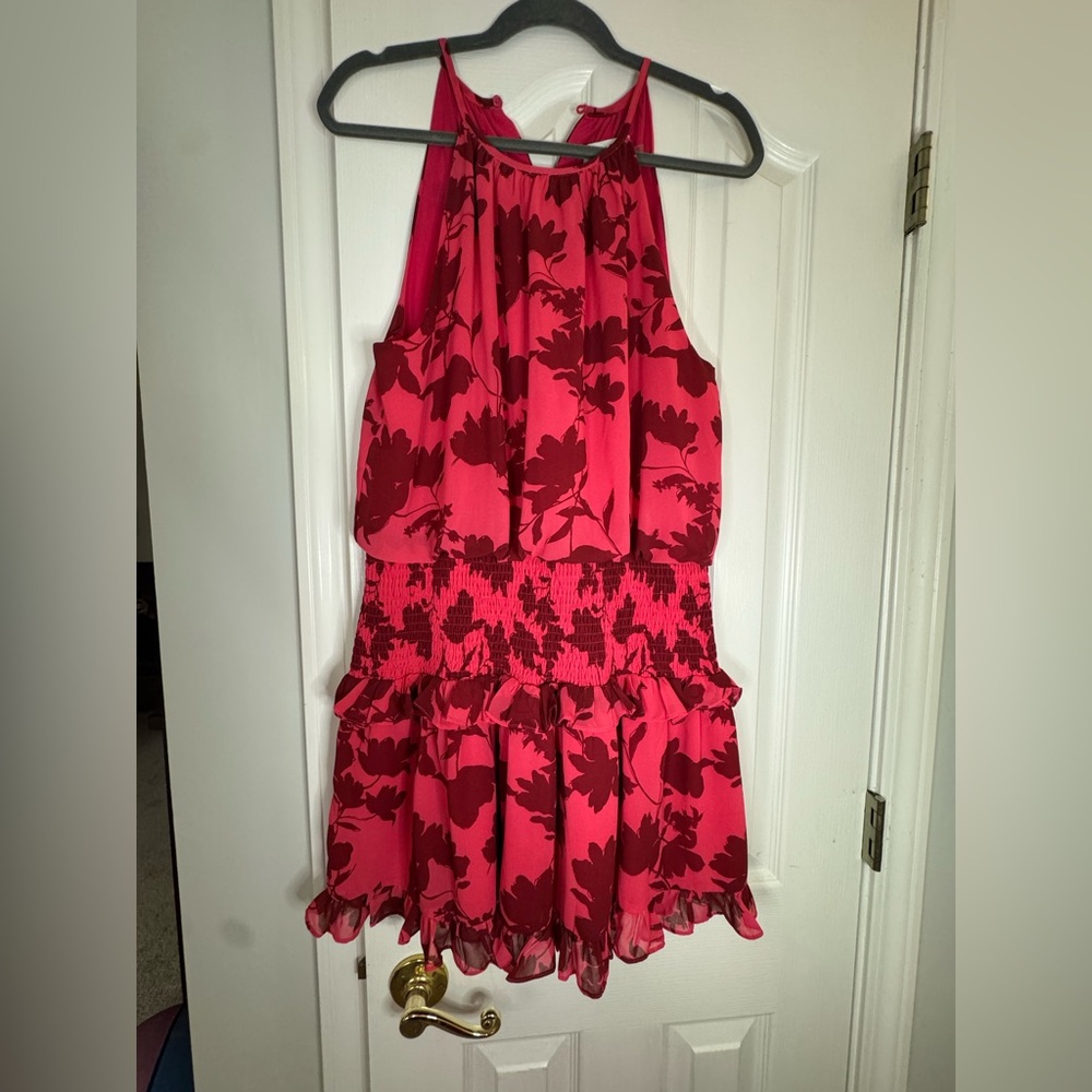 DO+BE Red and Black Floral Mini Skirt